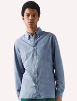 Camisa Lacoste Masculina Slim Cotton Chambray Azul Escuro Mescla