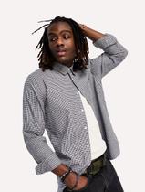 Camisa Lacoste Regular Fit Casual Logo Xadrez Azul Marinho