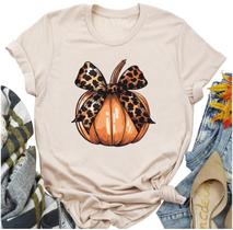 Camisa LANMERTREE Fall Pumpkin para mulher, bege e abóbora, tamanho L