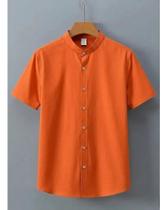 Camisa Laranja Gola Padre Masculina Moderna Conforto Estilo
