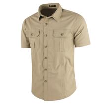 Camisa LEDUNTINO com botões 100% algodão e manga curta para homens Camisa LEDUNTINO com botões 100% algodão e manga curta para homens