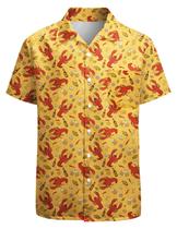 Camisa LEOPOM Crawfish masculina havaiana de manga curta tamanho GG Camisa LEOPOM Crawfish masculina havaiana de manga curta tamanho GG