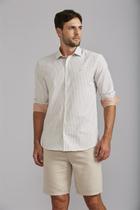 Camisa Linen Blend Slim Fit - Bege Areia