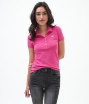Camisa lisa feminina rosa polo