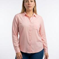 Camisa Lisa Manga Longa Feminina Plus Size COR:RosaTamanho:G3