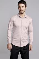 Camisa Lisa Manga Longa Fio Tinto Slim Fit - Rose Camisa Lisa Manga Longa Fio Tinto Slim Fit - Rose