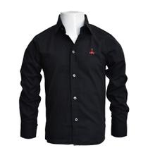 Camisa Lisa Manga Longa Social de Algodão Infantil e Juvenil preto Camisa Lisa Manga Longa Social de Algodão Infantil e Juvenil preto