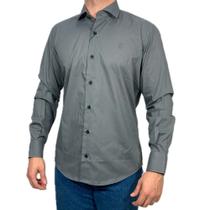 Camisa Lisa Manga Longa Sr Masculina Cinza Escuro
