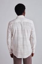 Camisa Lisa Slub Slim Fit - Bege Areia