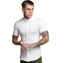 Camisa Lisa Social Basica Manga Curta Masculina