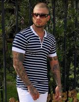 Camisa listrada bold com ziper