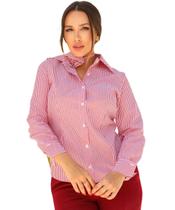 Camisa Listrada Feminina Com Acessório De Flor