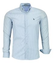 Camisa Listrada Social Slim Masculina Amil Manga Longa 1821