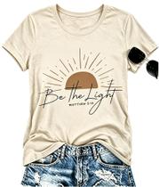 Camisa LLHXRUI Be The Light Matthew 5:14 Christian para mulheres Camisa LLHXRUI Be The Light Matthew 5:14 Christian para mulheres