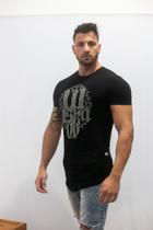 Camisa longshirt visco com pedraria logo