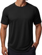 Camisa MAGCOMSEN para homens Workout Dry Fit Sun Rash Guard preta 2GG Camisa MAGCOMSEN para homens Workout Dry Fit Sun Rash Guard preta 2GG