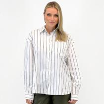 Camisa Mamô Oversized Listrada Manga Longa Feminina