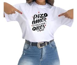 Camisa Manga Curta Branca Feminina Com Frase Tam M