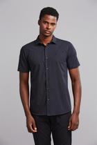Camisa Manga Curta Comfort Fio Tinto - Preto