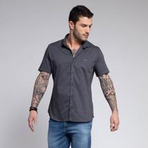 Camisa Manga Curta Docthos Slim Fil A Fil Liso