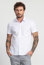 Camisa Manga Curta Docthos Slim Tricoline C/ Elastano Liso