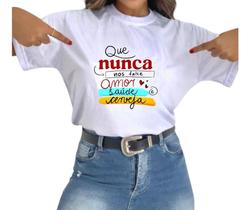 Camisa Manga Curta Feminina Com Frase Branca Tam G
