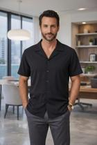 Camisa Manga Curta Fibra De Bambu Side Design Arrow - Preto