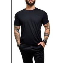 Camisa manga curta gola redonda lisa moda masculina tecido algodão - Filó Modas