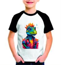 Camisa Manga Curta Infantil Estampada Dinossauro Autismo