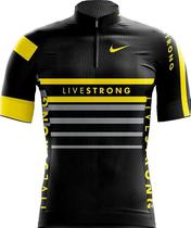 Camisa Manga Curta LiveStrong Bike Mtb Zíper Esportes Dry Fit UV