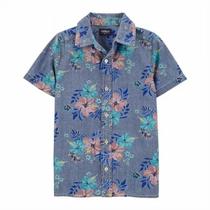 Camisa manga curta oshkosh - jeans floral - menino - 100% algodão - importada Camisa manga curta oshkosh - jeans floral - menino - 100% algodão - importada