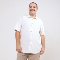 Camisa Manga Curta Plus Size Off White - Id Casual
