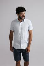 Camisa Manga Curta Slim Fit - Azul Claro