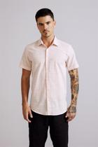 Camisa Manga Curta Slim Fit - Rosa Claro
