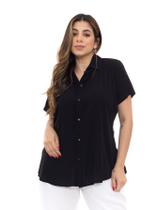 Camisa Manga Curta Social Casual Fashion com Botões Tecido Premium Viscose 100%