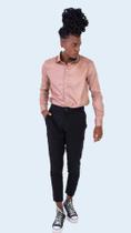Camisa Manga Longa Acetinada Rose Camisa Manga Longa Acetinada Rose