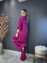 Camisa manga longa acetinado g pink Plock Rock