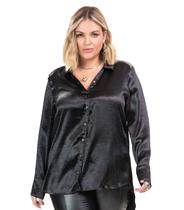 Camisa Manga Longa Air Flow Metalizado Secret Glam Preto Camisa Manga Longa Air Flow Metalizado Secret Glam Preto