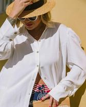 Camisa manga longa bufante plus size moda maior Camisa manga longa bufante plus size moda maior