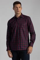 Camisa Manga Longa com Bolso Comfort Xadrez - Vermelho Bordo