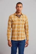 Camisa Manga Longa com Bolso Flanela Xadrez Slim Fit - Amarelo Mostarda