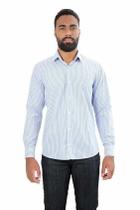 Camisa Manga Longa Comfort Listras Azul/Branco Camisa Manga Longa Comfort Listras Azul/Branco