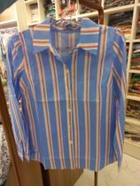 Camisa Manga longa de tricoline listrada