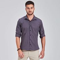 Camisa Manga Longa Docthos Slim Tricoline C/ Elastano Liso