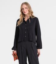 Camisa Manga Longa Feminina Em Viscose Rovitex Preto Camisa Manga Longa Feminina Em Viscose Rovitex Preto