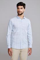 Camisa Manga Longa Fio Tinto Slim Fit - Azul Claro