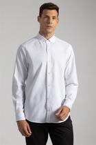 Camisa Manga Longa Fio Tinto Slim Fit - Branco