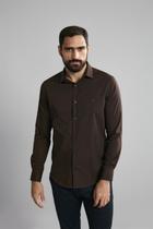Camisa Manga Longa Fio Tinto Slim Fit - Marrom