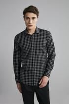 Camisa Manga Longa Fio Tinto Slim Fit - Preto