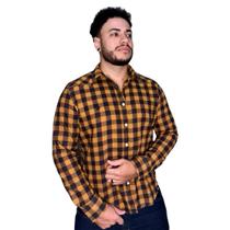 Camisa manga longa flanelada slim fit xadrez squirrel
